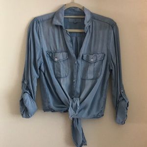 Thread Supply chambray cropped button up